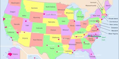 संयुक्त राज्य अमेरिका का नक्शा फिलाडेल्फिया