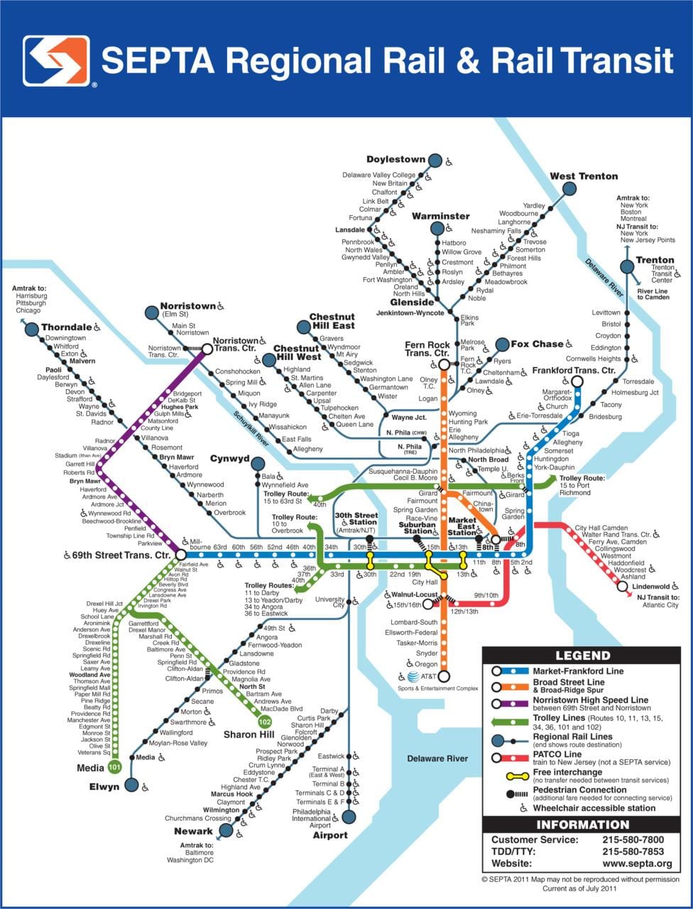 Septa नक्शा फिलाडेल्फिया