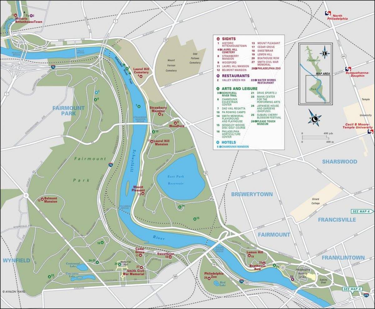 नक्शे के fairmount पार्क फिलाडेल्फिया