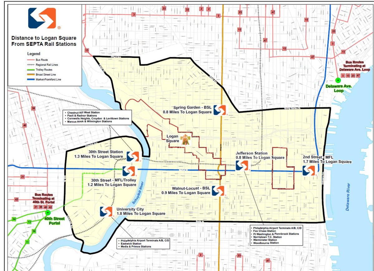Septa बस मार्ग नक्शा