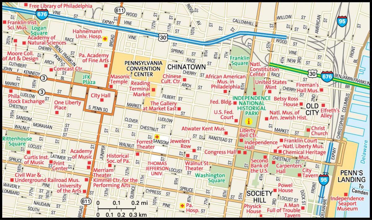 मानचित्र के शहर फिलाडेल्फिया