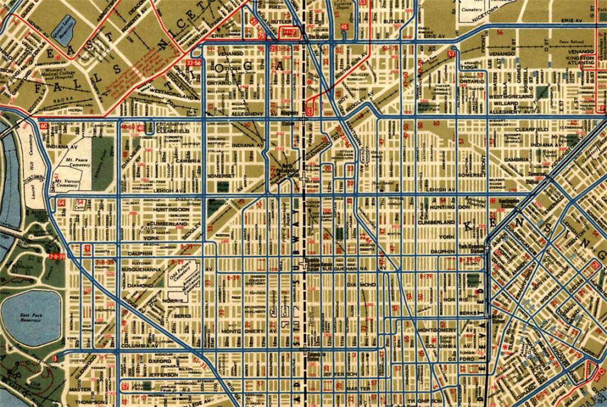 सड़क के नक्शे के फिलाडेल्फिया