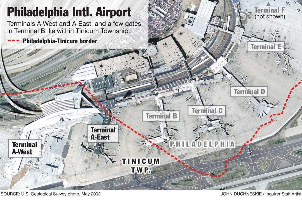 फिलाडेल्फिया अंतरराष्ट्रीय हवाई अड्डे का नक्शा
