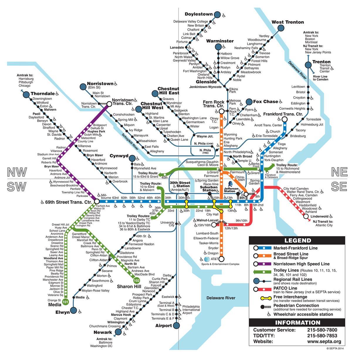 फिलाडेल्फिया मेट्रो का नक्शा