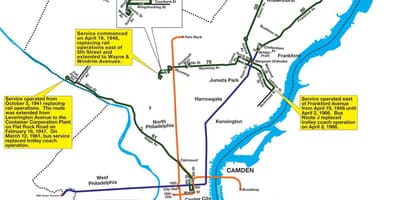 नक्शे के Septa ट्रॉली